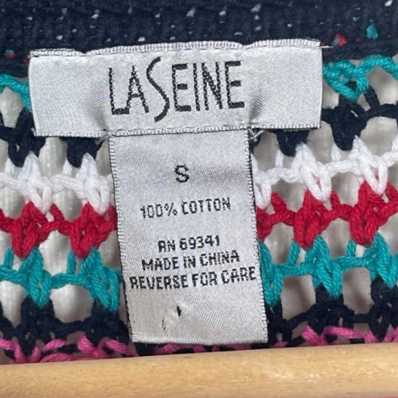LA SEINE | Reto Multi-color Textured Open Knit Crochet Sweater | Size S - Picture 7 of 9